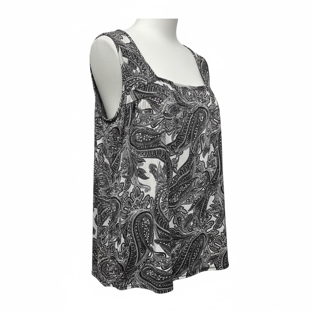 Sew in Love Square Neck Chic tank blouse Black Paisley. Size Medium